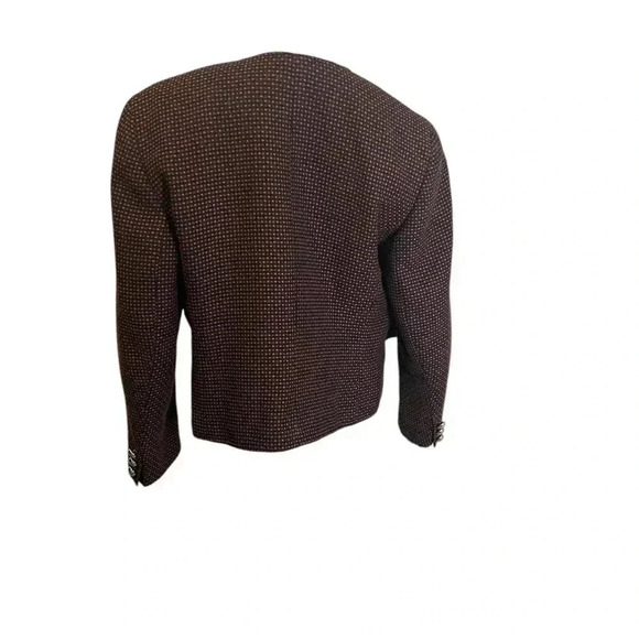 Vintage 90s Wool Blazer Sz 12 Red Gray Polka Dot Cropped Career‎ Jacket Corpcore - Picture 3 of 7